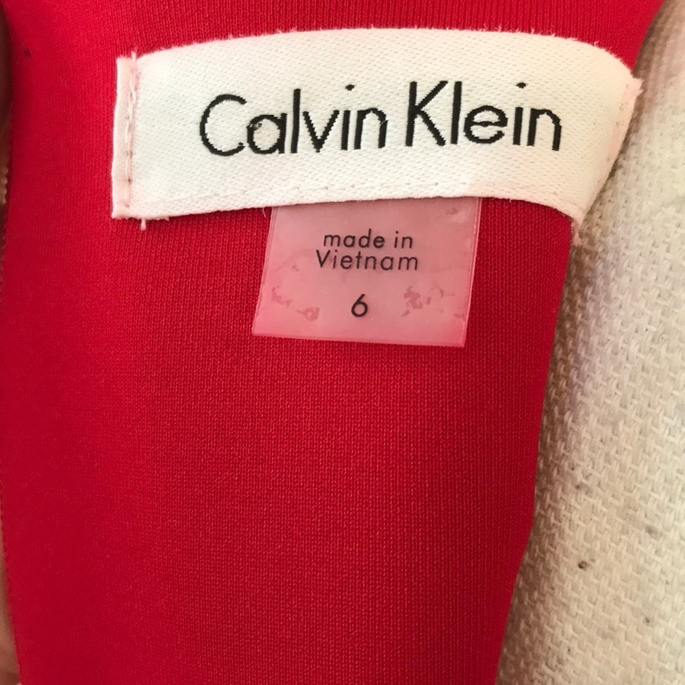 CALVIN KLEIN Size 6 red bling collar bodycon dress - Picture 4 of 8